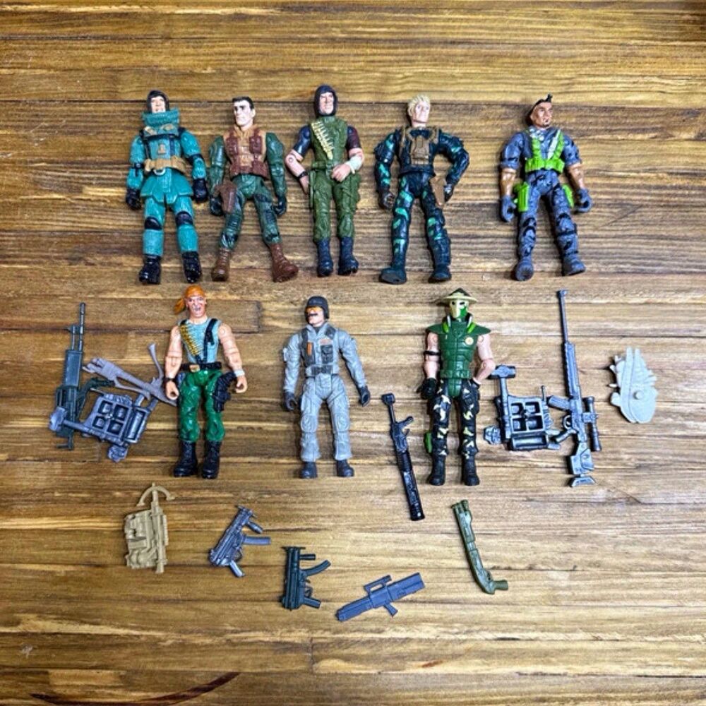 Military Mixed Lot Soldier Action Figures 8 Pack Accessories Unboxed